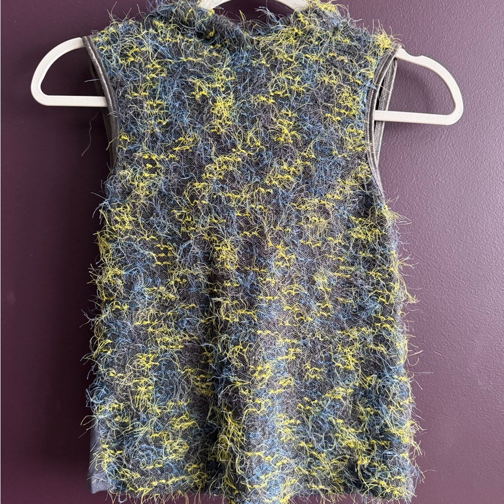 Gray, Yellow and Blue Sleeveless Hoodie